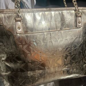 #11 Michael Kors Gold Metallic Logo Tote
